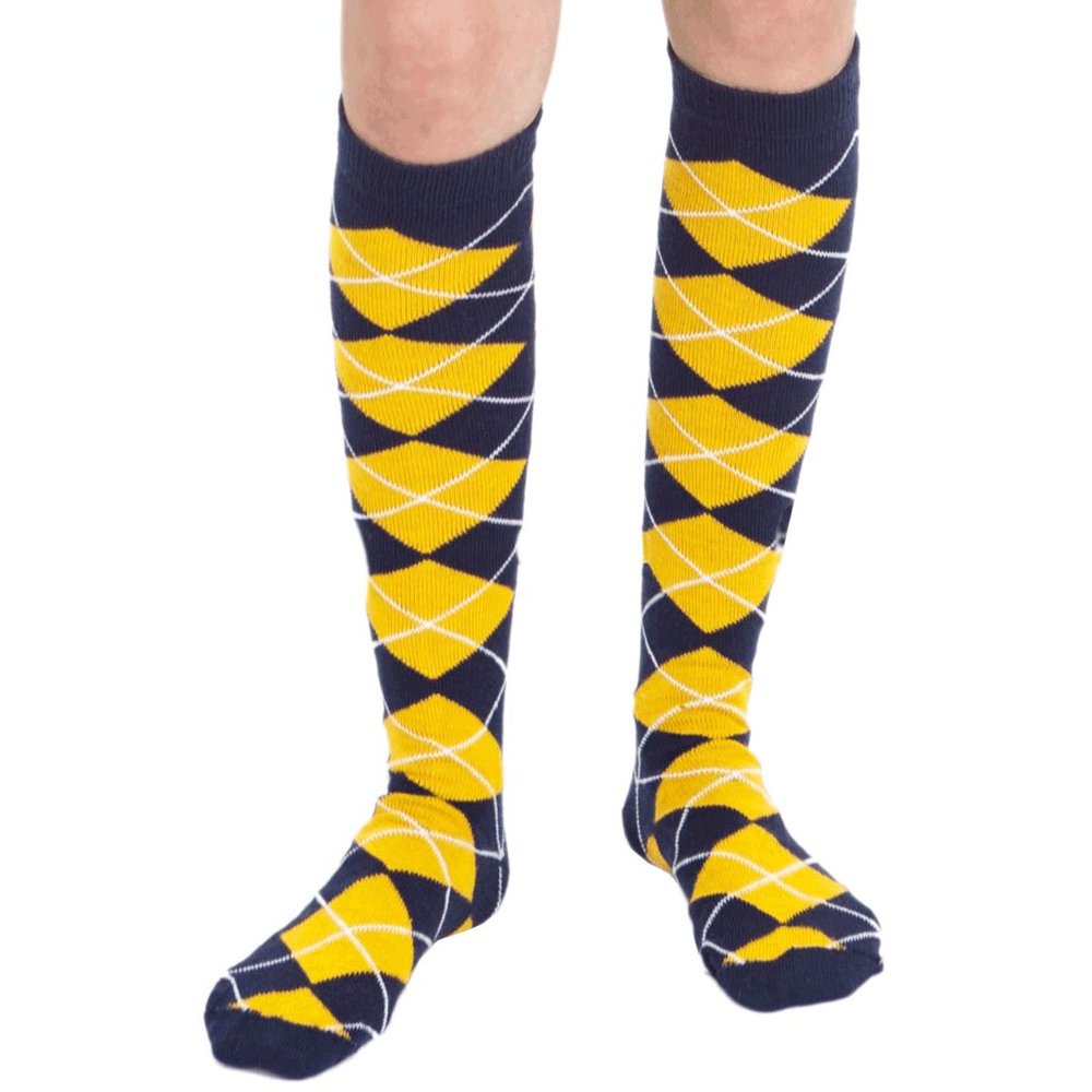 Navy Blue/Gold Argyle Socks